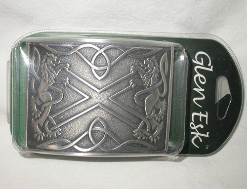 Glen Esk Highland Buckle Rampant Lions Saltire Celtic Knots, Fits 2 1/4" Belt - Picture 1 of 2