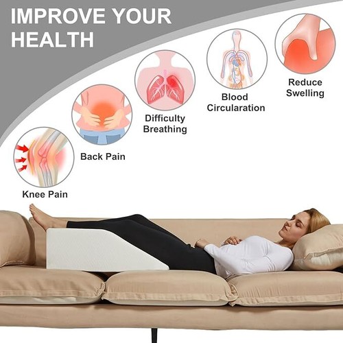 Memory Foam Leg Elevation Pillow Wedge Back Rest Support Cushion Cover Bamboo AU - Picture 5 of 18