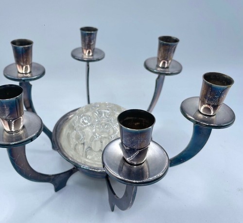 6 Candle Candelabra Candlestick & Roses Stand Chrome Metal Finish Centre Piece - Picture 5 of 11