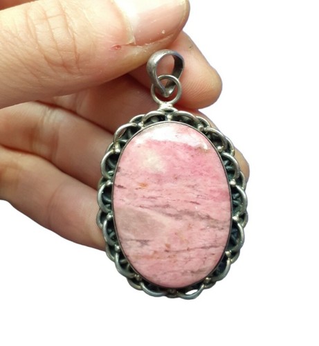 *HH* Bellissimo pendente collana ciondolo pietra montatura a catena Argento 925 - Foto 14 di 17