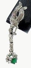 18ct white gold, diamonds and emeralds earrings