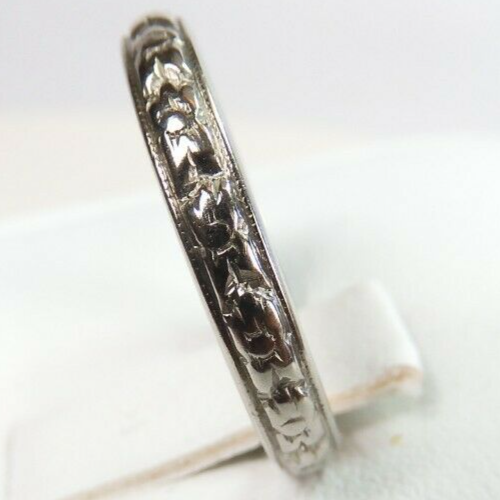 Antique Art Deco Wedding Band 17KW/Y Gold Ring Size 6 UK-L1/2 3.06MM - Picture 4 of 10