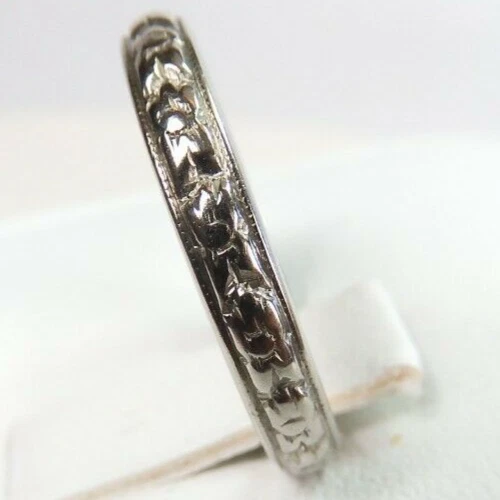 Antigua alianza de boda Art Deco anillo de oro 17KW/Y tamaño 6 UK-L1/2 3,06 MM Foto 4 de 4