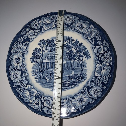 SET OF 4 6” VINTAGE LIBERTY BLUE STAFFORDSHIRE MONTICELLO SAUCER BREAD PLATES - Picture 3 of 3