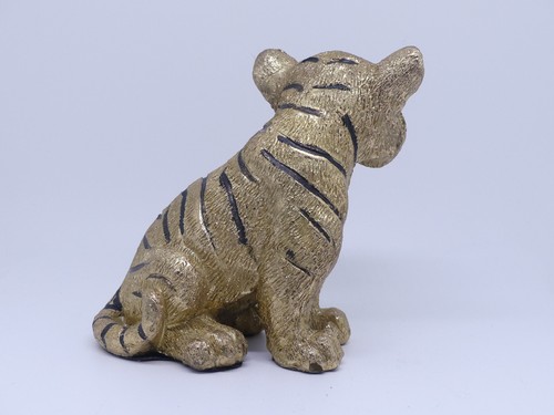 Dekofigur Cor Mulder Tiger Baby Gold strukturiert Polyresin mittelgroß Neuware - Bild 5 von 6