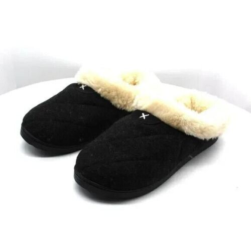 DEARFOAMS WOMEN'S VELVETY FAUX FUR CLOG SLIPPER (BLACK US 11-12 XL REG) NIB - Picture 2 of 4