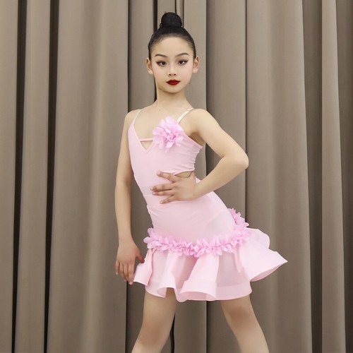 Girls Latin Dance Costume Ballroom Rumba Tango Cha Cha Suit Performance Practice - Picture 13 of 20