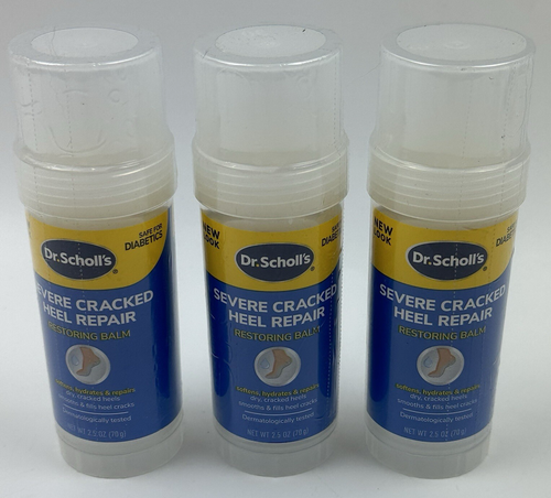 (3) Dr.Scholl's Severe Cracked Heel Balm, Softens & Hydrates 2.5 Oz.