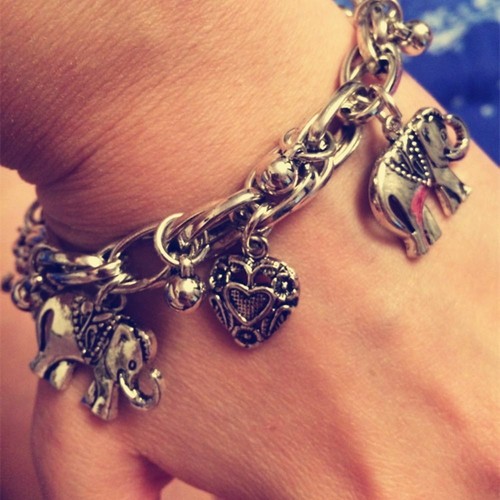 Elephant Charm Bracelets Girls Heart Bracelet Vintage Chain Bangle Women Jewelry - Picture 7 of 19