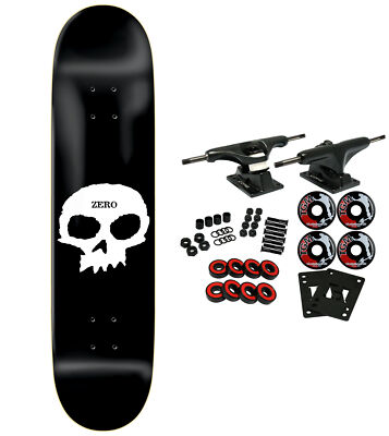 Zero Skateboard Complete Single Skull Black/White 8.62