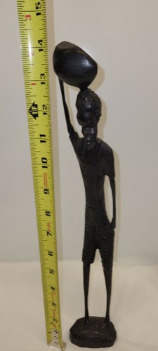 African Carved Wood Figure Tall And Skinny - Picture 2 of 12