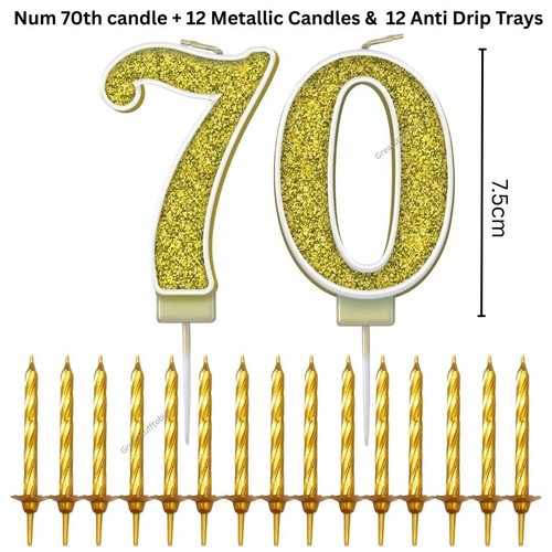Black gold 70th Tablecloth plates napkins foil banner Birthday party decoration - Picture 8 of 19