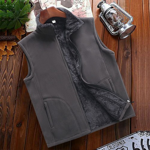 Men's Spring Autumn Sleeveless Polar Fleece Vest Outdoor Sports Warm Waistcoat