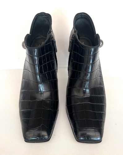 FABULOUS SERGIO ROSSI BLACK GENUINE CROCODILE ALLIGATOR ANKLE BOOTS BOOTIES 39.5 - Picture 2 of 5