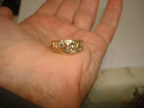 Vintage schöner einzigartiger M 14K Gelbgold Akzent winzige Diamanten Bandring Größe 8,75 - Bild 3 von 11