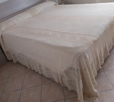 Copriletto matrimoniale in puro cotone colore BIANCO FATTO A