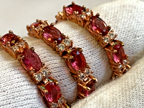 Sterling Silver Stauer Bracelet 7" Fine Jewelry Pink Topaz & Clear Color Stones - Picture 21 of 24