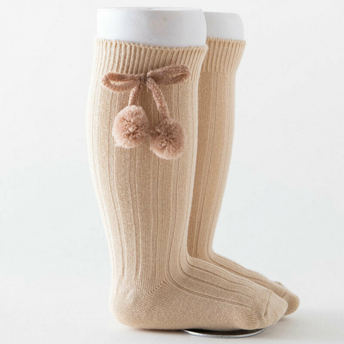 Kid Baby Girl Boy Toddler Knee High Stockings Pompom Cotton Long Socks Soft Warm - Picture 12 of 19