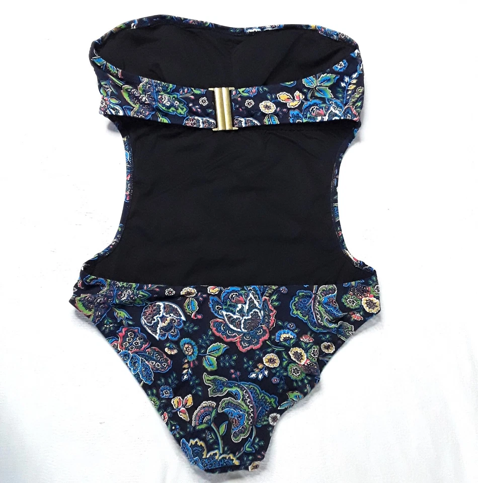 Traje de baño para mujer JCrew talla 10 bandeau recortado una pieza floral cachemira G4031 Foto 2 de 4