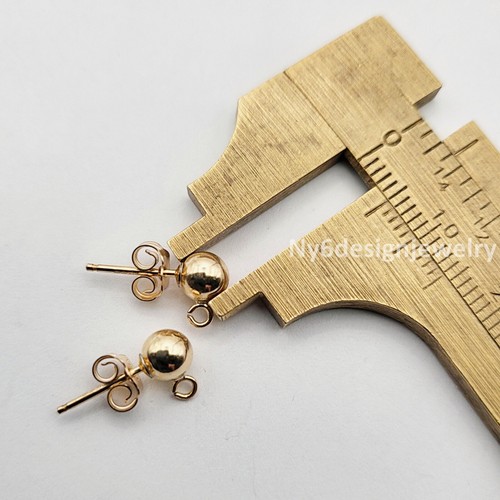 14K Gold Filled 5mm Ball Stud Earrings Loop Post Dangle Connector Clutches - Picture 2 of 5