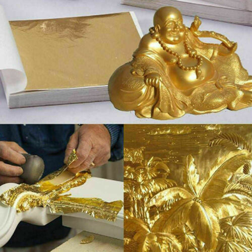 Vergoldung Kunst Blattgold Blätter Handwerk Rahmen Schrott 5,5" x 5,5" 100 Blatt - Bild 2 von 10