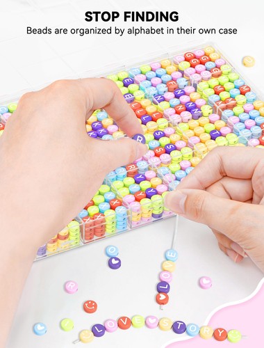 1400 Pcs Letter Beads for Friendship Bracelets Making Kit A-Z Alphabet - Picture 3 of 6