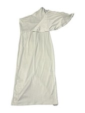 Pretty Little Thing Sage Green One Shoulder Cape Midi Dress - UK 10