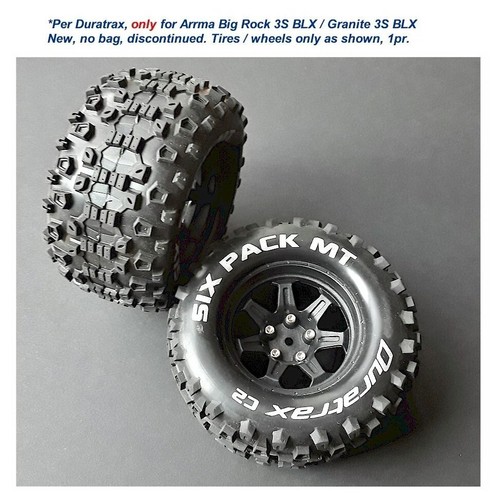 Duratrax DTXC5256 Six Pack MT 2.8" Mounted Black Rear Tires 14mm Hex for Arrma - Picture 1 of 2