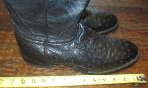 W@W Allen's Austin Full Quill Ostritch Boots - 12EE Roper Black - Picture 7 of 15