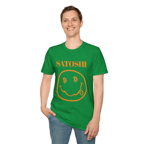 Satoshi Grunge Bitcoin T-Shirt, BTC Smiley Face Shirt, Cryptocurrency Tee - Picture 20 of 41