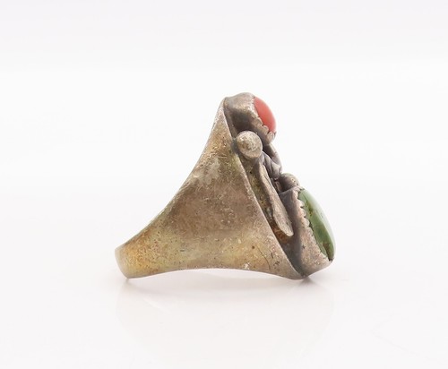925 Sterling Silver Vintage Ring ZUNI NAVAJO Antique Turquoise Sz 10.5 RG29141 - Picture 3 of 8