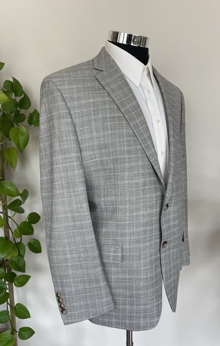 Chaps Ralph Lauren Two Button Plaid Blazer Poly Blend Sport Coat Jacket Size 46R - Picture 3 of 10