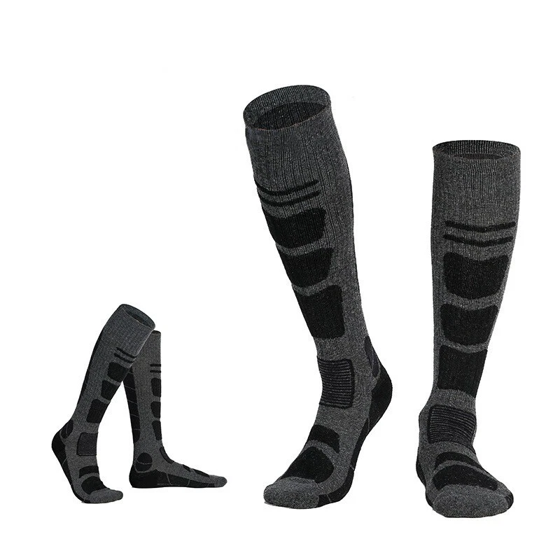 Merino Wool Thermal Ski Warm Thick Knee High Men Heavy Duty Boots Winter Socks - Image 2 of 4
