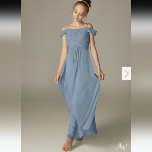 AW Bridal Dusty Blue Girls Size 12 Bridal DressNWOT - Picture 1 of 16