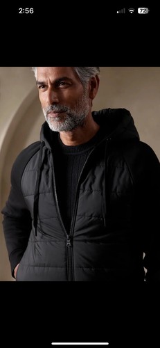 NWT Banana Republic Men's S Scuba Puffer Quilted Sweatshirt Hoodie Jacket Black - Picture 4 of 15