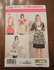 Simplicity 2298 Full & Half Apron Pattern Hat & Bottle Cozy Size  S-M-L Uncut