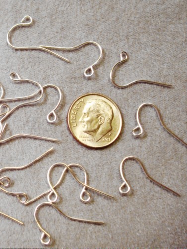 50 silver plated plain fish hook earring wires open bottom dangle loop FPH026 - Picture 3 of 3