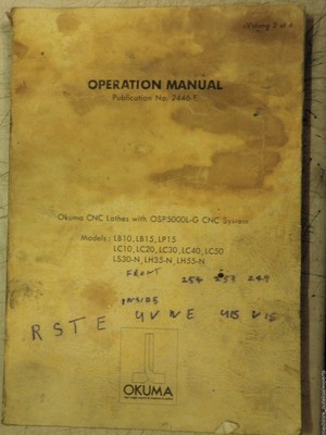 Okuma LB15 Maintenance 860 page Manual OSP5000L Lathe Operation Programming