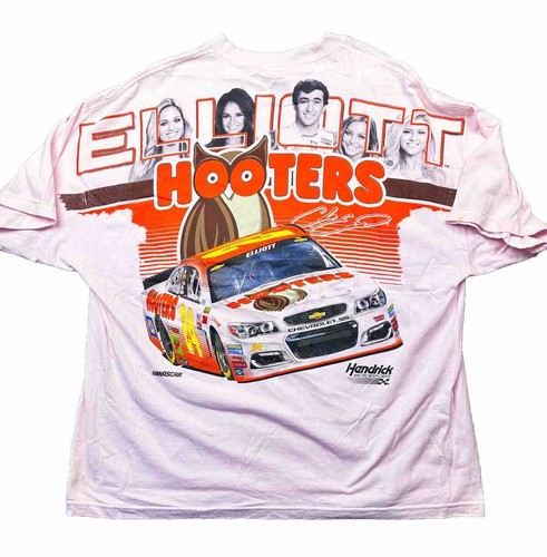 Vtg Chase Elliott Shirt Hendricks Motorsports Hooters ALL OVER PRINT 3XL Pink - Picture 2 of 24
