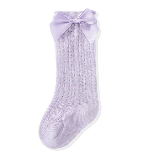 Girl Kid baby White Purple knees Calf High Cotton Net long Socks Tights 0-3years - Picture 6 of 15