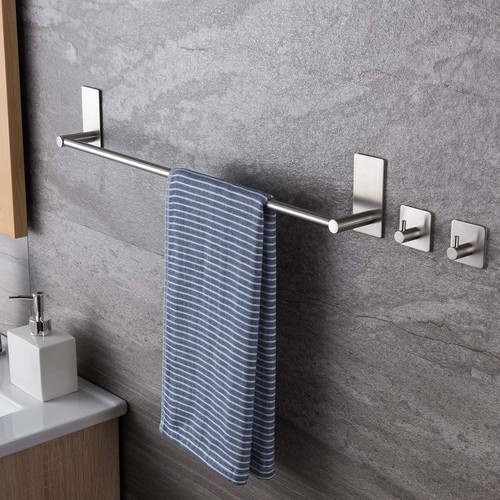 16-Inch Towel Bar - Self Adhesive Bathroom Towel Holder with 2 Packs Towel Hooks - Picture 5 of 5