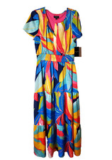 NWT Tahari Asl Women's Blue Magenta Print Dress Size L