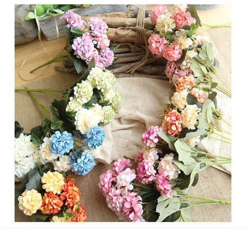 10 Heads Artificial Hydrangea Flowers Silk Bouquet Party Wedding Home Xmas Decor - Picture 5 of 20