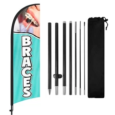 FSFLAG Braces 8FT Advertising Feather Flag Banner with Pole Kit and Ground Stake