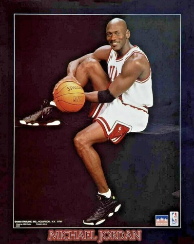 VINTAGE SPORTS POSTER ~ Michael Jordan 1998 Starline 22x34" Sitting Ball #3082 ~ - Picture 1 of 4