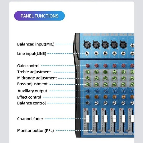 JIY 6 Channel Audio Mixer LCD Bluetooth 48V Sound Console DJ Stereo Mixing USB - Picture 14 of 20