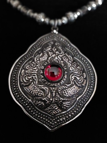 Naga Red Eye Genuine Sterling Silver Necklace TH Amulet Talisman Protect Power - Picture 5 of 16