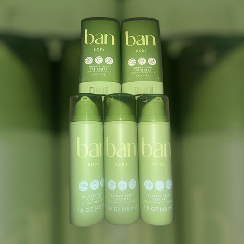 Ban Bundle 2 Body Thigh & Body Rub Anti Friction Stick + 3 Deodorizing Lotions