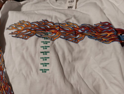 NEW BIG DOG LONG SLEEVE SHIRT With Flame DESIGN ON SLEEVES S/M - Picture 6 of 11