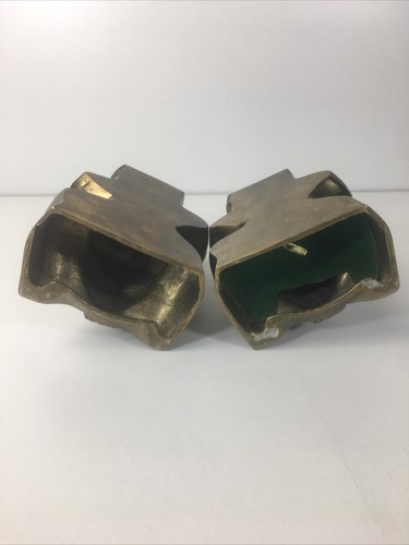 Vtg PM Craftsman Heavy Brass | Circus Clown Head Bookends or Door Stops | Happy - Picture 7 of 12